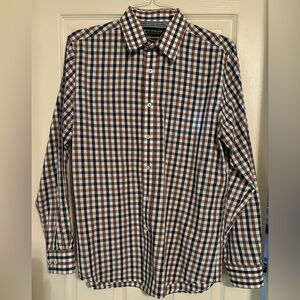 Nick Graham Modern Fit Brown & Navy Checked Shirt